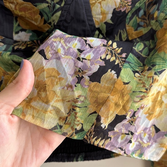 Lulu’s Floral Puff Sleeve Corset Crop Top, Smocked Sweetheart Blouse, Small - Picture 9 of 16